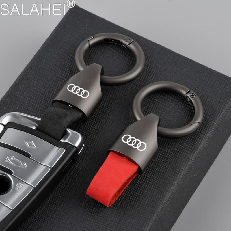 Chaveiros de Couro Elegantes para Carro com Anéis de Metal Audi A1 A2 A3 A4 A5 A6 A7 A8 Q2 Q3 Q4 Q5 Q7 Q8 TT PMN4