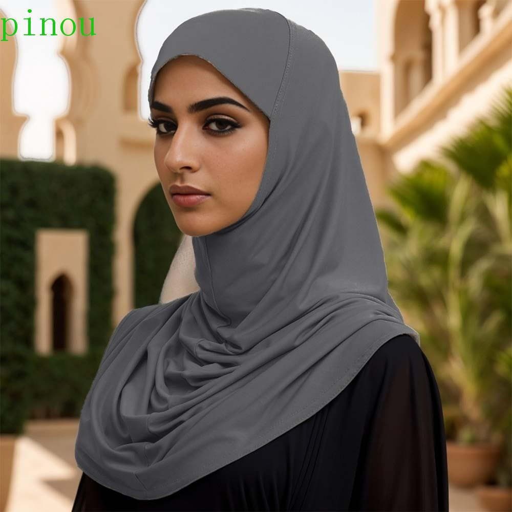 PINOU Hijab Instantâneo De Cor Sólida , Camisa Respirável Com Cobertura Total Khimar Feminino , Resistente A Rugas