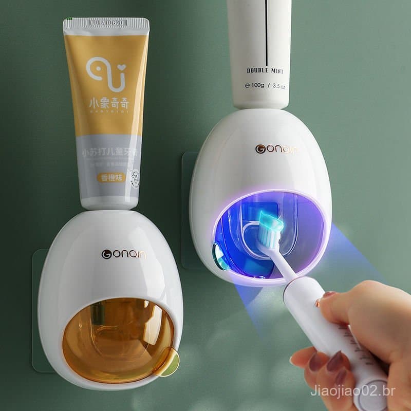 Dispensador automático de pasta de dentes, dispositivo de espremer pasta de dentes montado na parede para uso doméstico.