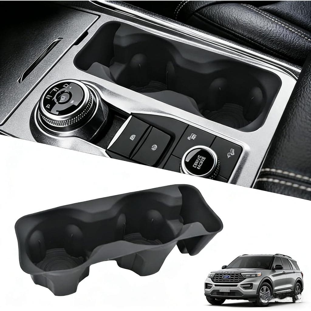 Para Ford Explorer 2020-2024, Inserções de Porta-Copos de Silicone Antiderrapantes, Protetor de Porta-Copos do Console C