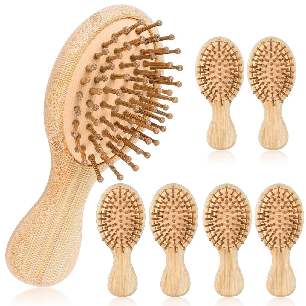 6 Escovas de Cabelo de Bambu, Mini Escova de Bambu, Escovas de Cabelo de Bambu Natural para Mulheres, Escova de Cabelo P