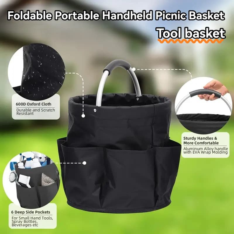Cesta de armazenamento de ferramentas de jardim dobrável portátil portátil piquenique saco de armazenamento de produtos