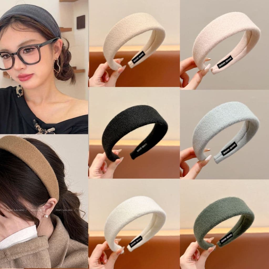 Preto de aba larga dentada cabeça fivela bege bandana rosto lavagem maquiagem Hairpin passeio Commuter All-Match cabeça
