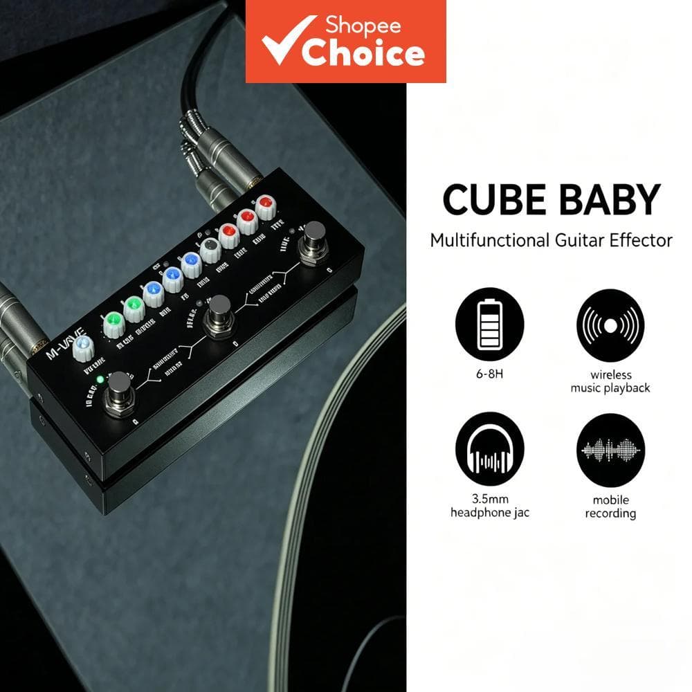 M-VAVE Cube BABY Pedal De Múltiplos Efeitos 8 Modelos De Caixa IR Afinador Recarregável USB Irig Áudio Fone De Ouvido Ou
