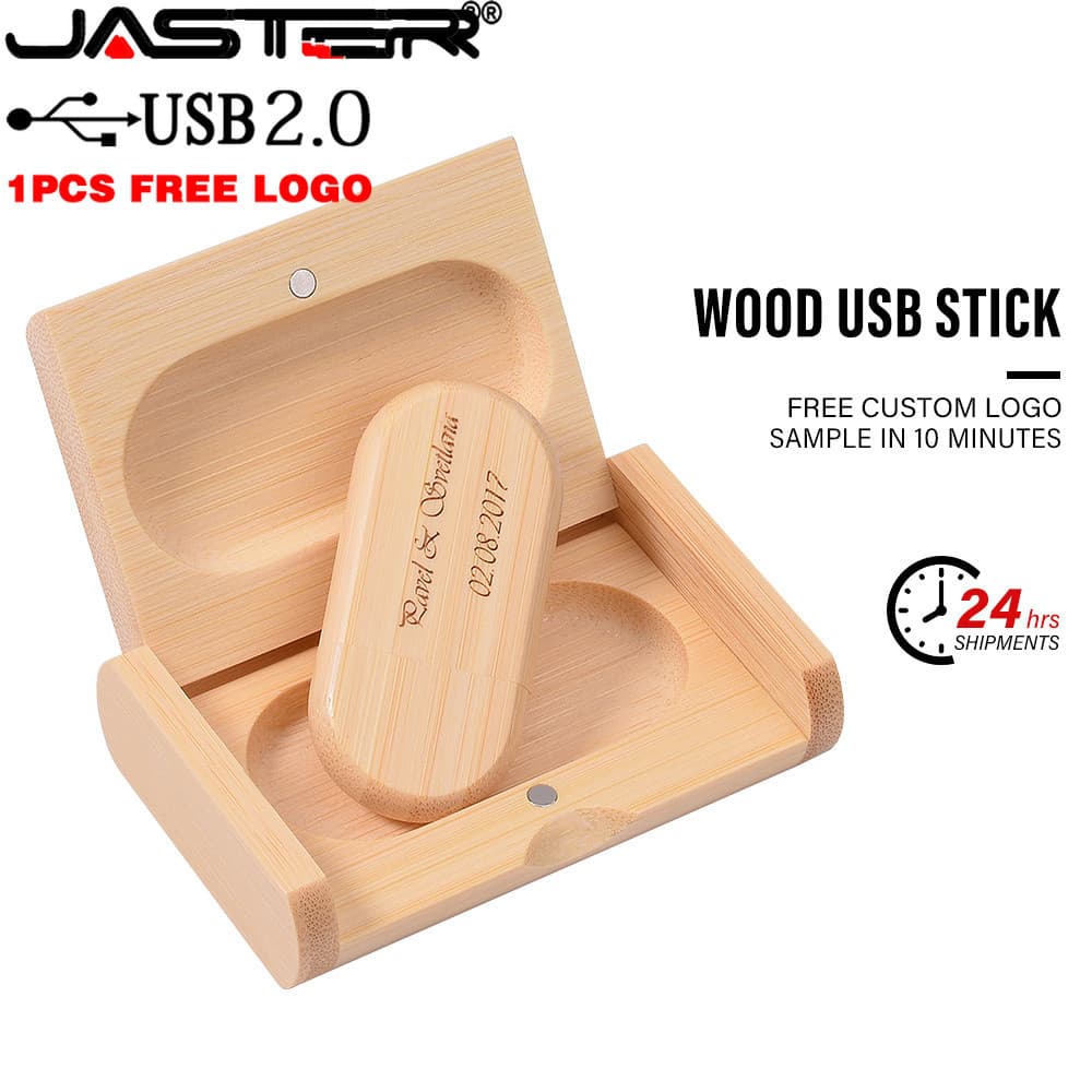 JASTER Logotipo Personalizado Gratuito De Madeira USB Flash Drive 2.0 Pendrive 4GB 8GB 32GB 64GB Armazenamento Varanda F