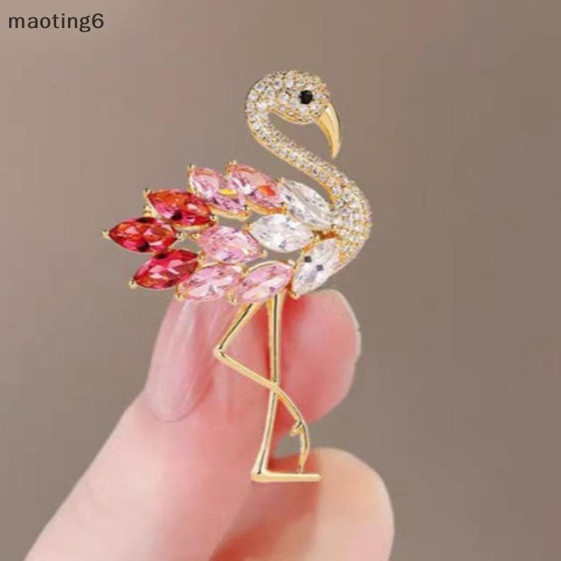 Criativo Novas Mulheres Meninas Luxo Cristal Flamingo Broche Emblemas Moda Festa Pino