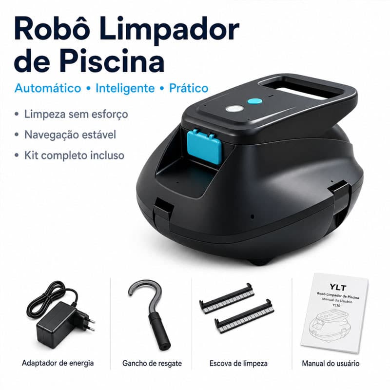 Robo Aspirador Piscina Automático Limpeza Sem Fio Preto 4000mAh
