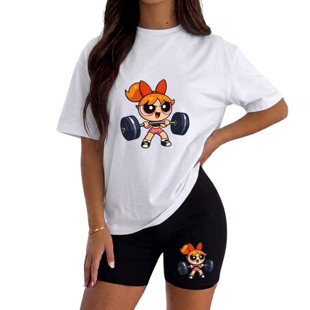 Conjunto Short + Camisa Fitness Estampada Academia Atividades ao Ar Livre