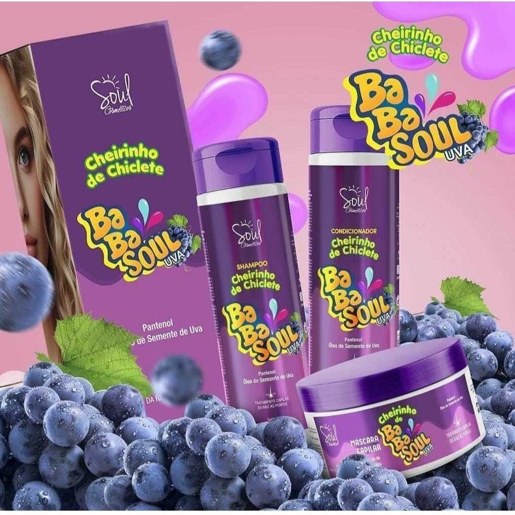 Kit Linha Soul Cosméticos Uva Shampoo + Condicionador + Máscara + Mousse Micelar