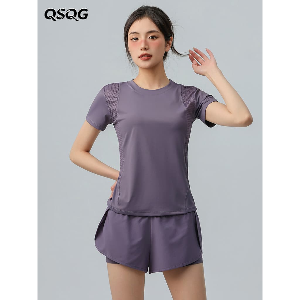 Terno de Fitness feminino malha solta respirável treinamento profissional roupas esportivas cobrindo carne mais magro ol