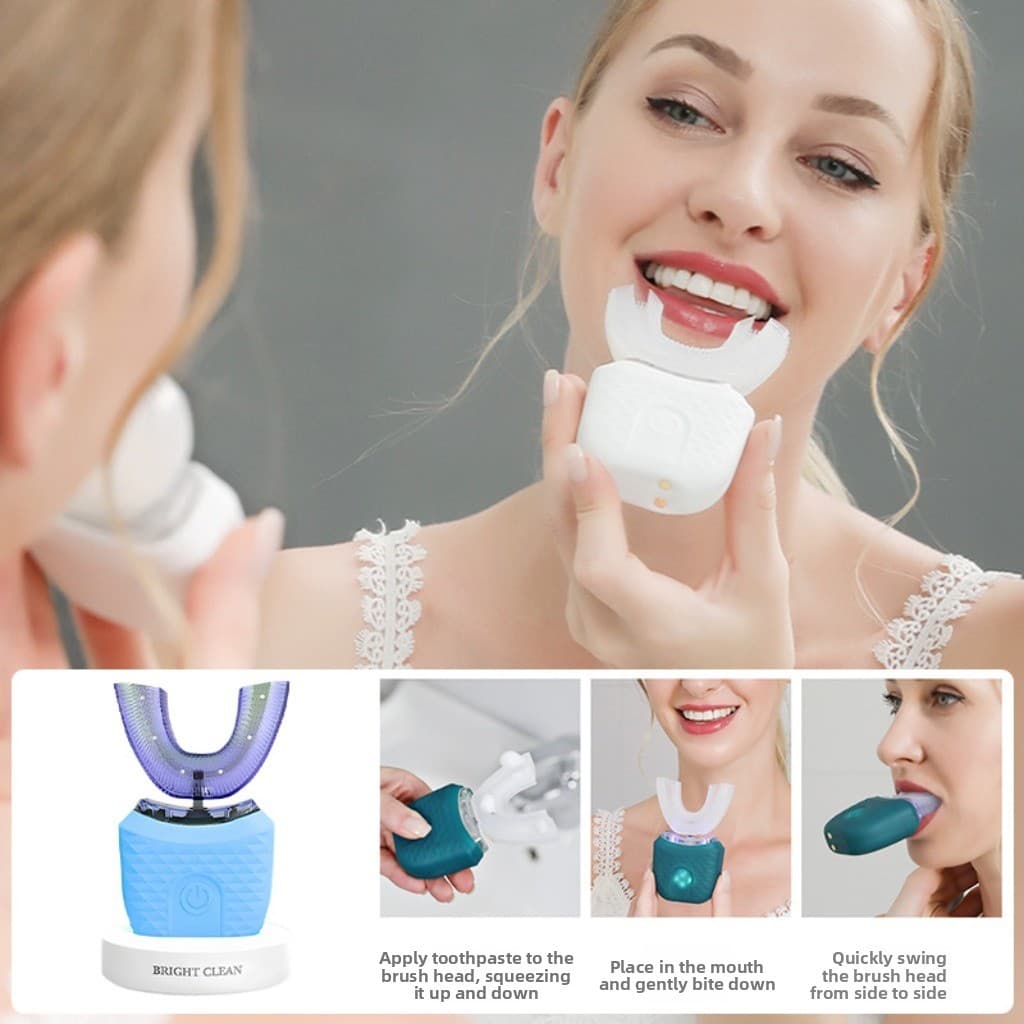 Escova De Dentes Elétrica Em Forma De U Para Adultos , Cerdas Macias Sônicas , Cuidados Bucais , Purificador Dental À Pr