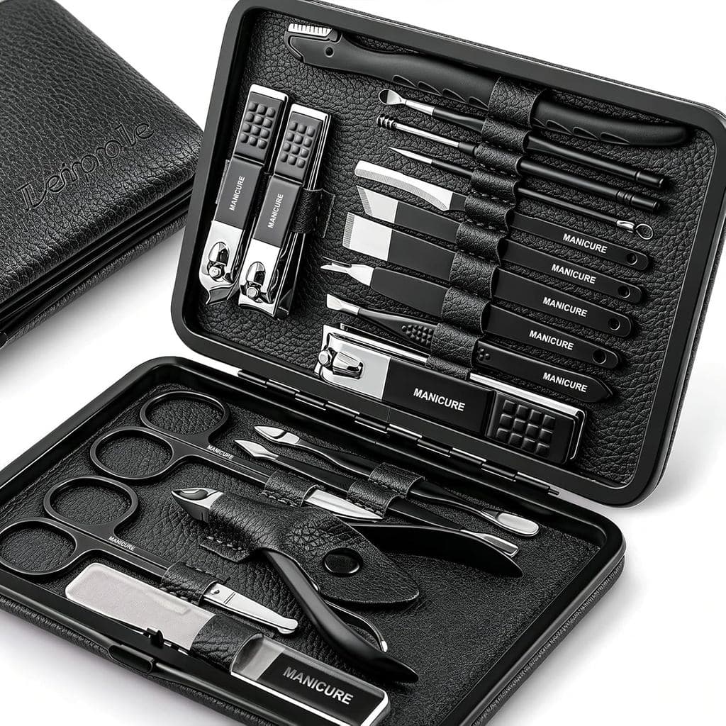 Kit de Manicure para Homens e Mulheres 18 peças, Conjunto Profissional de Cortador de Unhas para Manicure e Pedicure, Fe
