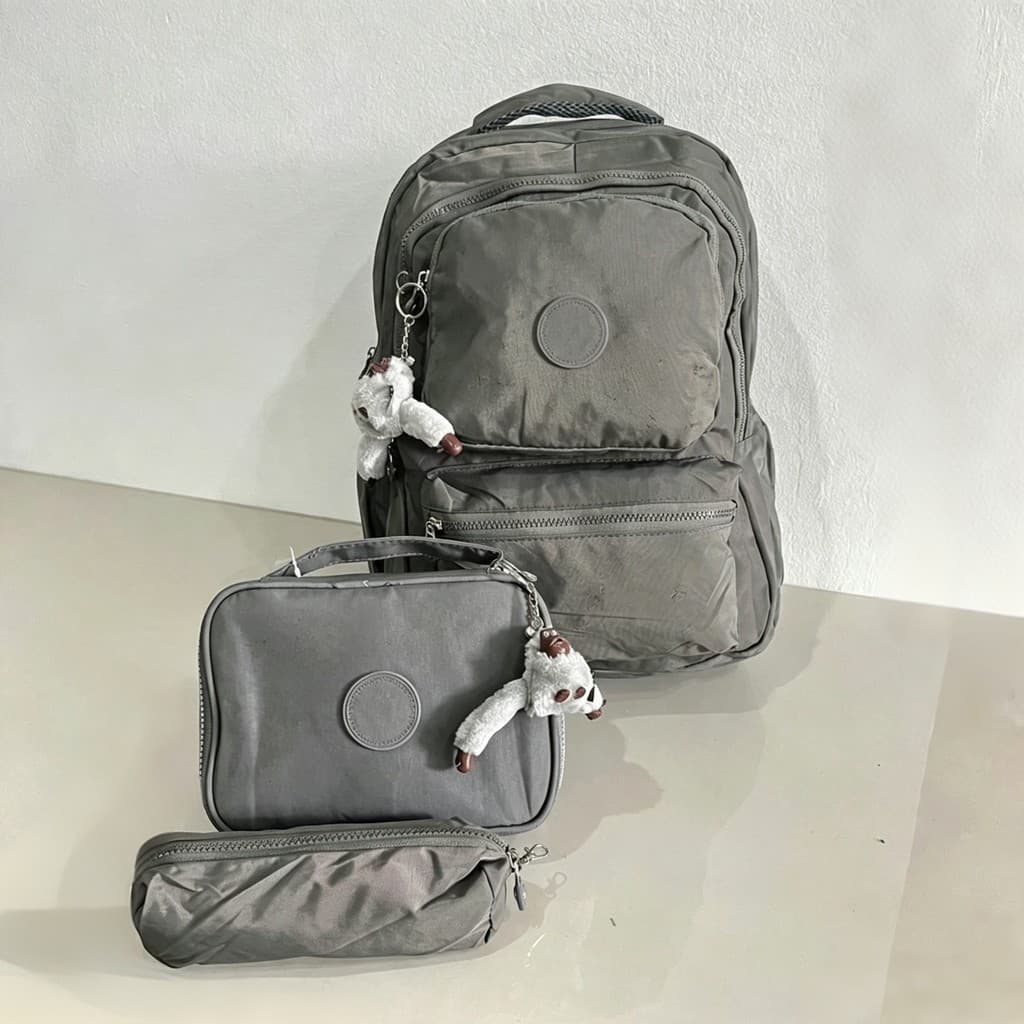 Conjunto essencial de mochila para estudantes (masculino e feminino) + estojo