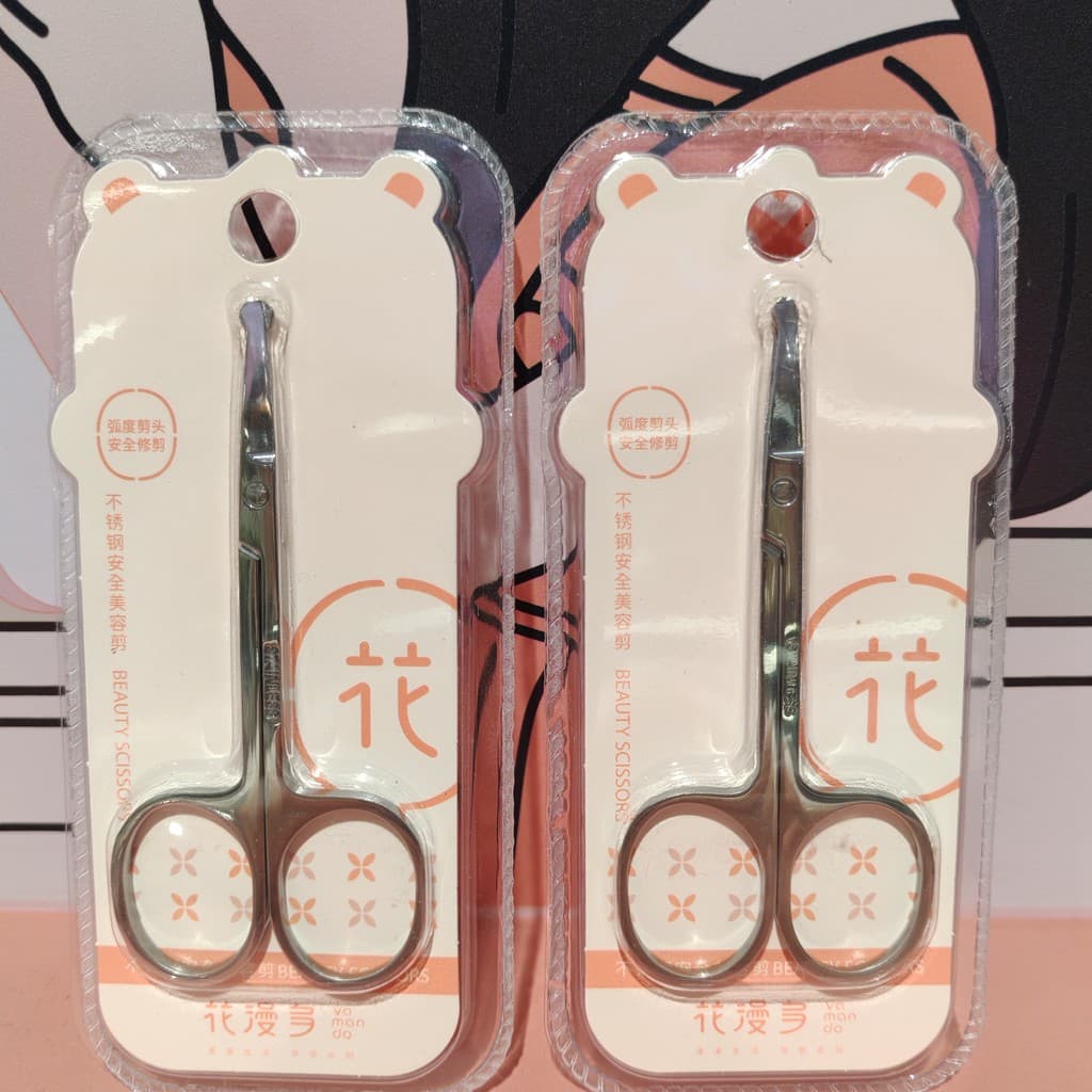 Huamanduo tesoura de beleza aço inoxidável segurança beleza tesoura curvada corte seguro nariz cabelo ferramentas especi