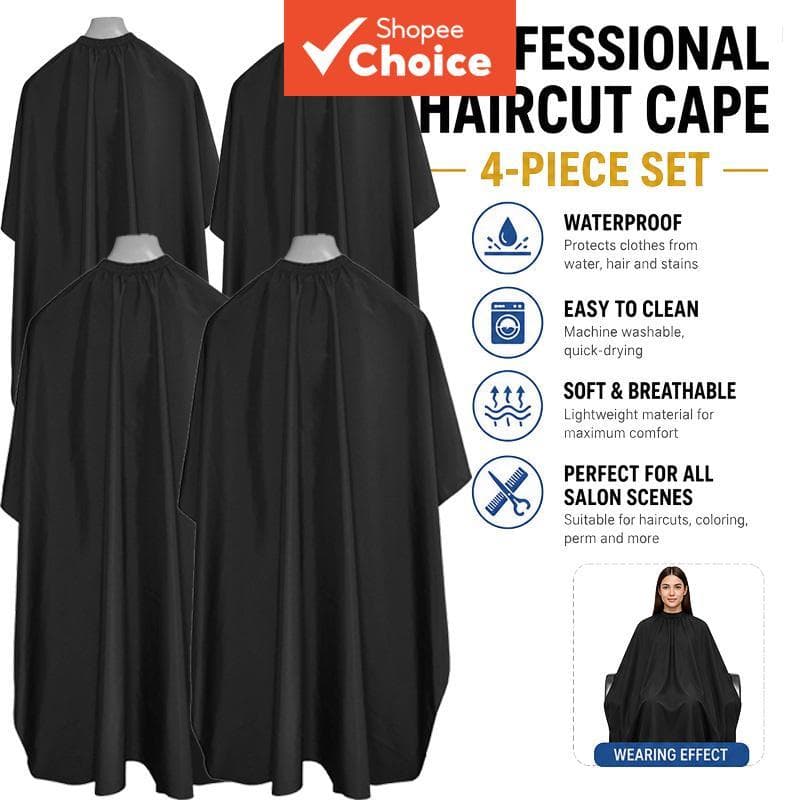 Conjunto Profissional de 4 peças para Corte de Cabelo – Capa à Prova d’Água para Salão e Barbeiro, Leve, Ideal para