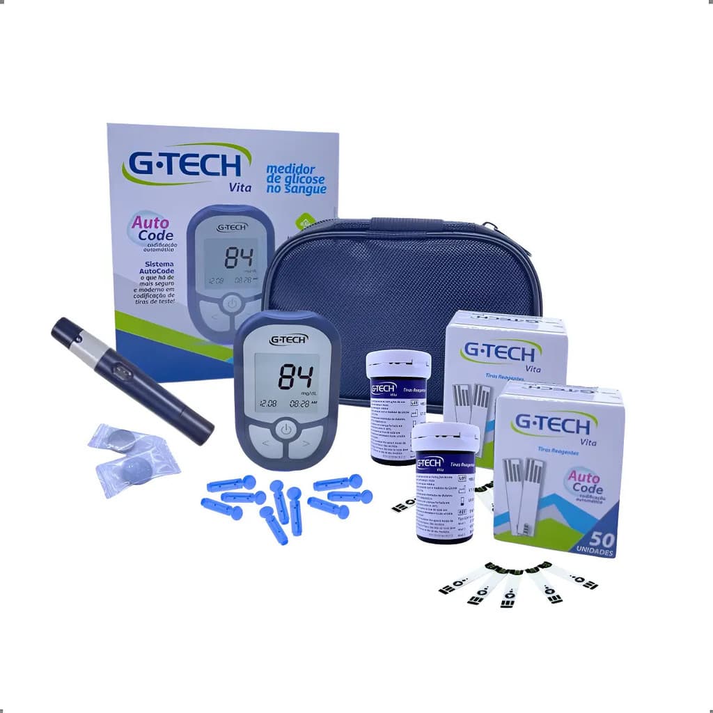 Medidor Diabetes Glicose 110 Tiras + 10 Lancetador + Estojo