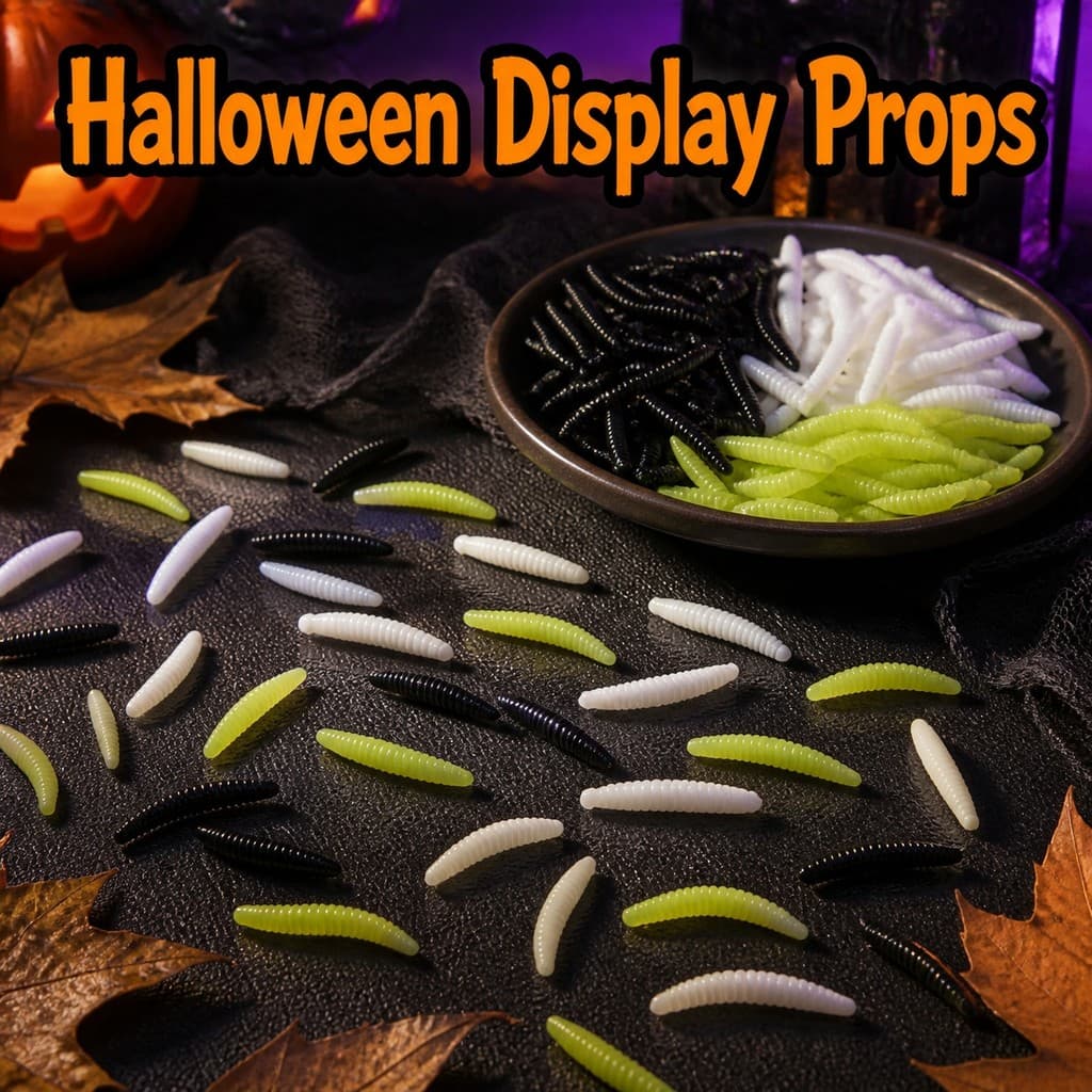 50/100 Pcs Larva Falsa Decoração De Halloween Minhocas De Plástico Realistas