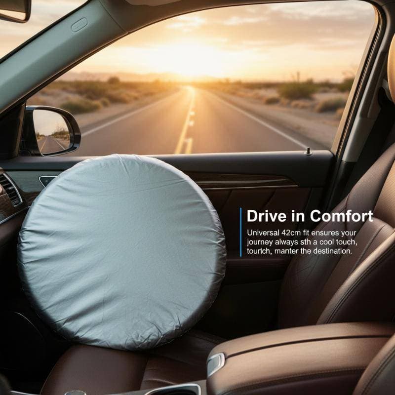 ADS Capa Protetora Solar Para Volante , Ajuste Universal , Pano Revestido De Prata , Calor , Proteção Térmica Durável Ve