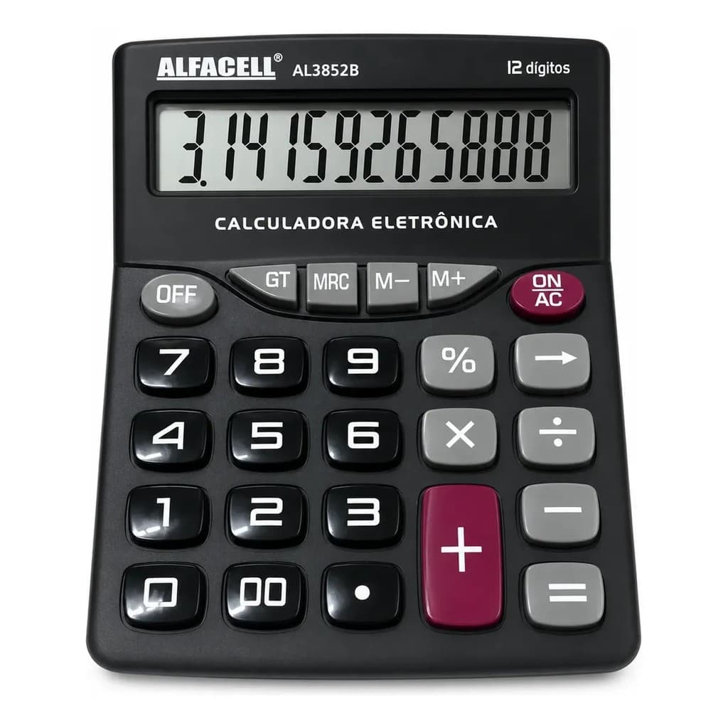 Calculadora Eletrônica Alfacell de Mesa | 12 Digitos | Teclas Grandes