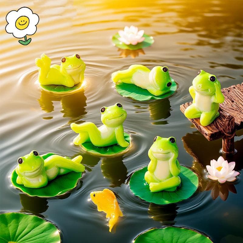 maoting } 5/6 Pçs Dos Desenhos Animados Engraçado Sapo Estatueta Ornamento Desktop Sala De Estar Micro Paisagem Tanque D