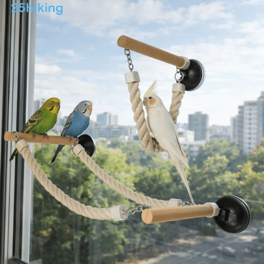 Poleiro De Escalada De Papagaio , Brinquedo De Balanço De Pássaro Pendurado Com Ventosa , Ponte De Escada Resistente À M