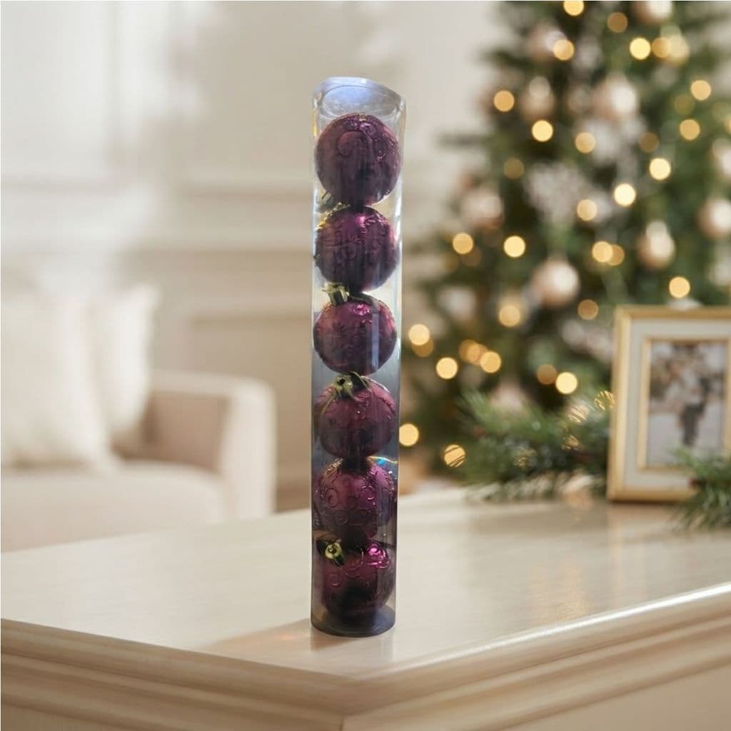 NT. BOLA DE NATAL TEXTURA ARABESCOS RENA COLORS C/6 PCS 6CM0 PM8276 RIO MASTER