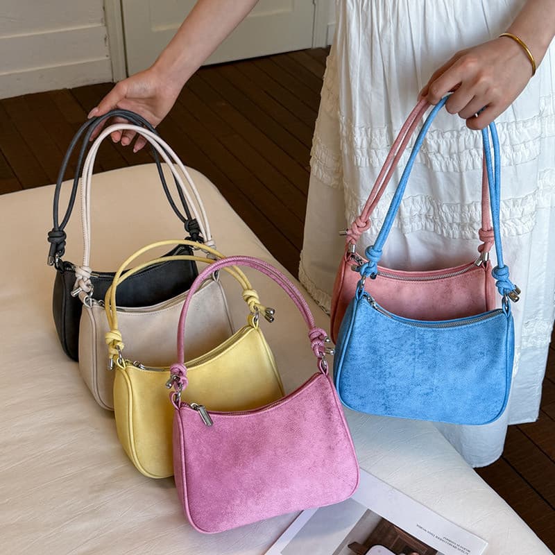 2026 novo estilo elegante simples bolsa de ombro fosco único verão saco textura moda Cross-corpo axilas pequeno saco qua