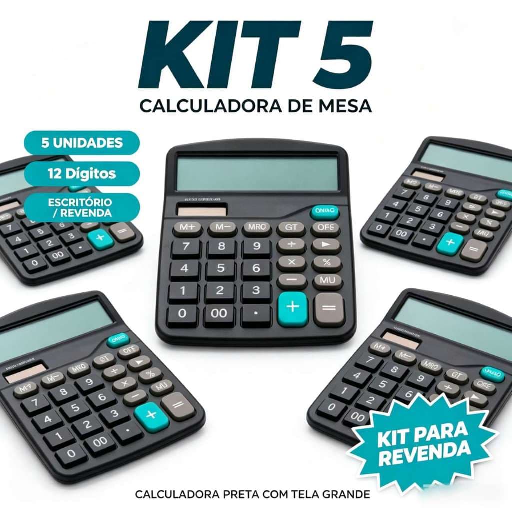 kit 2/3/4/5 Calculadoras Mesa Comercial Escritório 12 Dígitos para revenda
