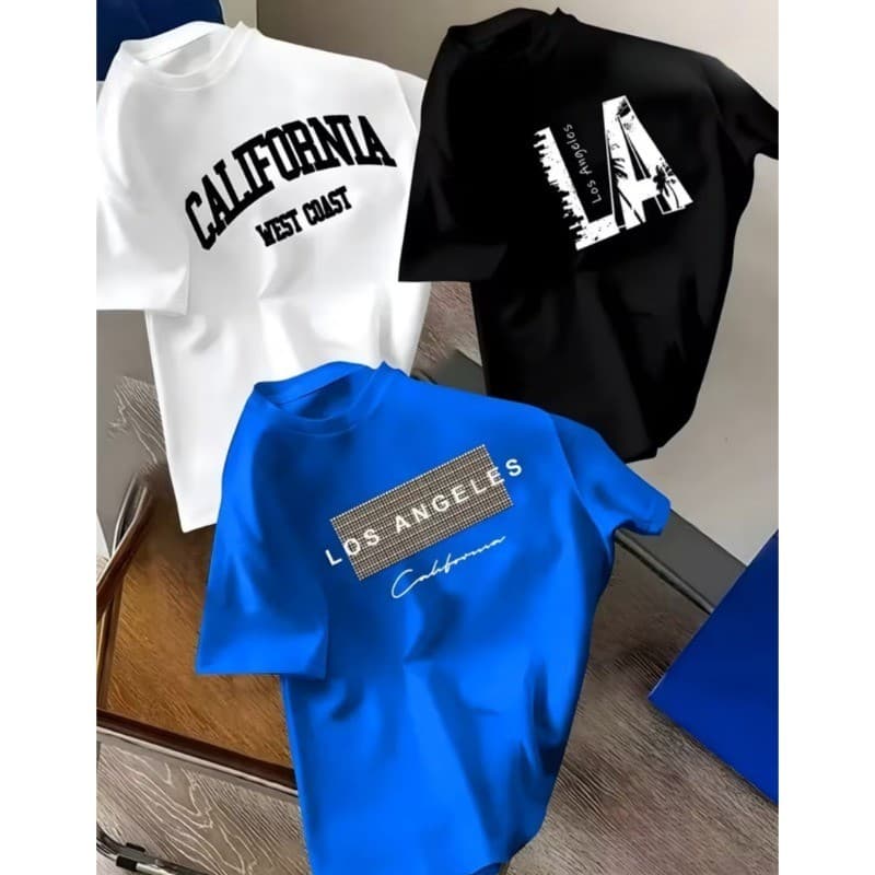 Kit 3 Camisetas Infantis 100% Algodão Gola Redonda Califórnia Blogueirinho Adolescente Streetwear