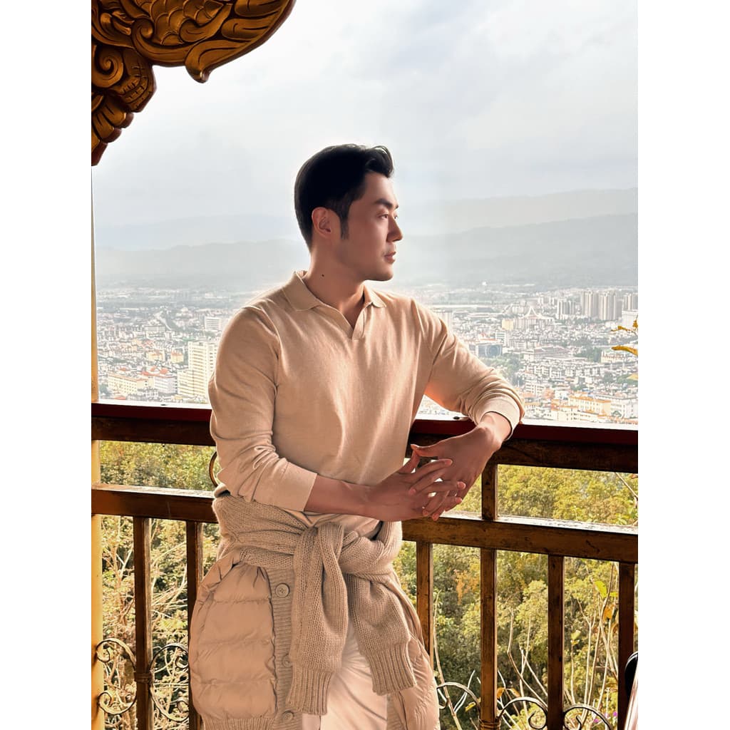 Fino tecido Cashmere Real seda algodão temperamento camisa Polo primavera outono gola gaivota elegante Casual malha de m