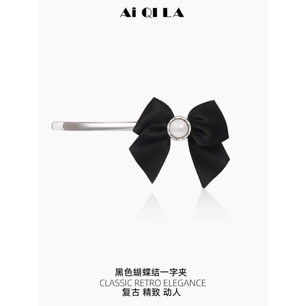 AIQILA2025 Outono Inverno Novo Estilo Arco Preto Feminino Grampo de Cabelo Quebrado Clipe Lateral Requintado Franja Clip