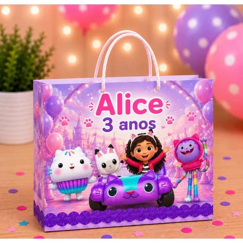 Sacolinhas Personalizada A CASA MAGICA DA GABBY  | Personalizados | Lembrancinhas de Festas Pegue e monte