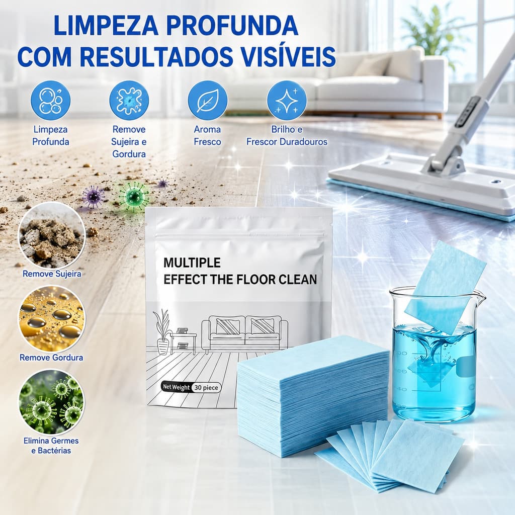 30 Pastilhas para Limpeza de Pisos, Limpador de Piso Efervescente Multiuso, Remove Sujeira e Gordura, Aroma Fresco