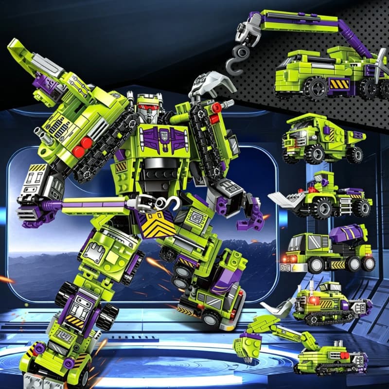 Educação Infantil Quebra-Cabeça Engenharia Veículo Transformação Robô Dinossauro Mech Modelo Ornamento Menino Blocos De
