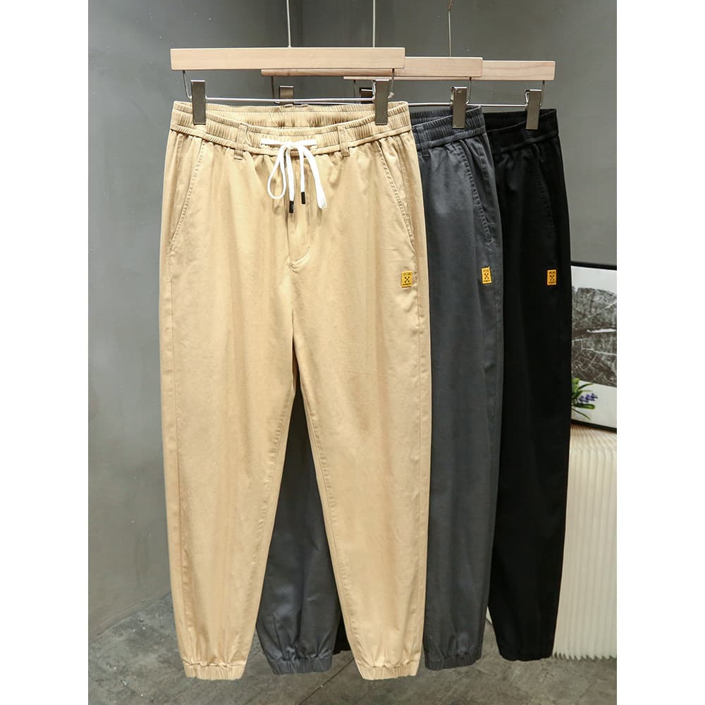Fatty plus Size calças casuais masculinas cintura elástica mais gordura mais grandes calças masculinas soltas calças de
