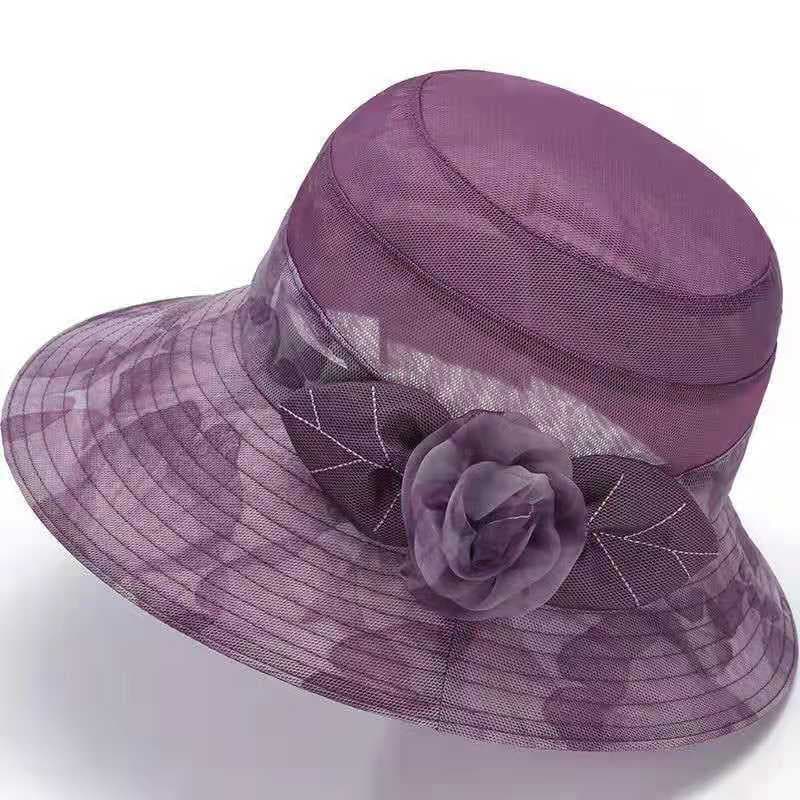 Verão de meia-idade idosos chapéu feminino mãe chapéu de sol estilo fino idosos avó legal chapéu protetor solar chapéu d