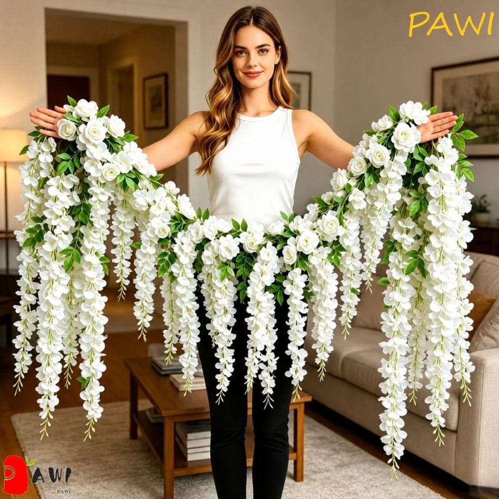 Guirlanda De Flores De Rosa Artificial PAWI , Densas Resistentes A UV , Videira Suspensa , Toque Real