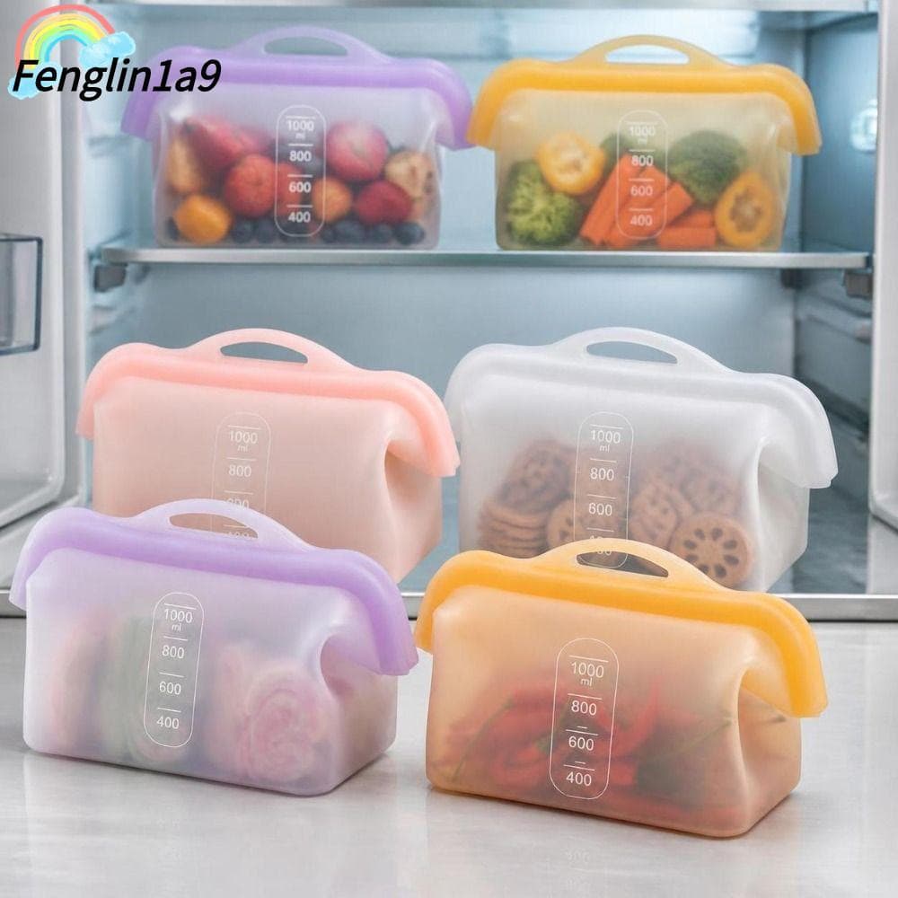 FENGLINA 1000ML Saco De Silicone Para Manter Fresco , À Prova De Odor Com Alça Sacos De Armazenamento De Frutas Vazament