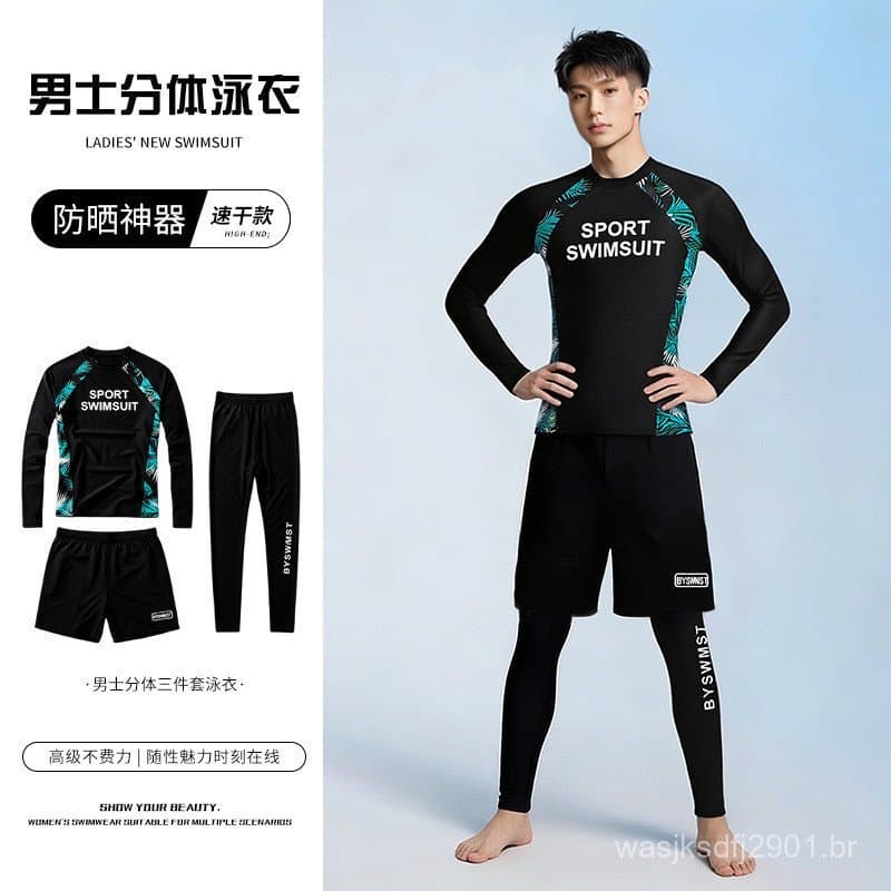 2026 Split maiô masculino protetor solar de secagem rápida calças de manga comprida mergulho roupas da mãe mais magro ol