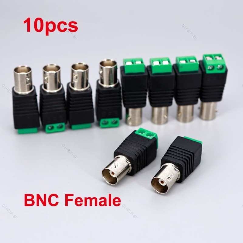 10x12v BNC Adaptador Fêmea Conversor Balun De Vídeo Conector Para Luz De Tira Led DVR CCTV Câmera BR16B