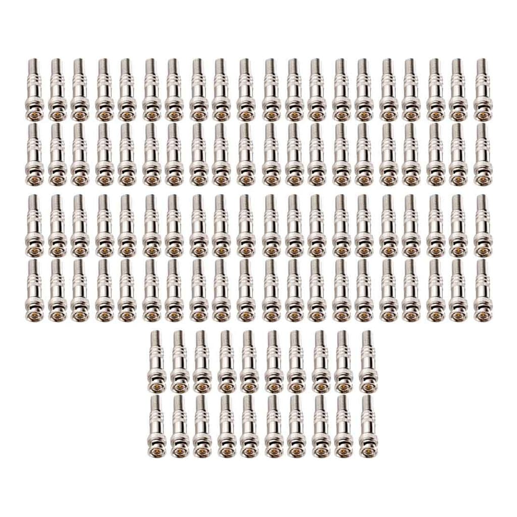 Kit 100 Conectores Plug BNC Macho com Mola de parafuso