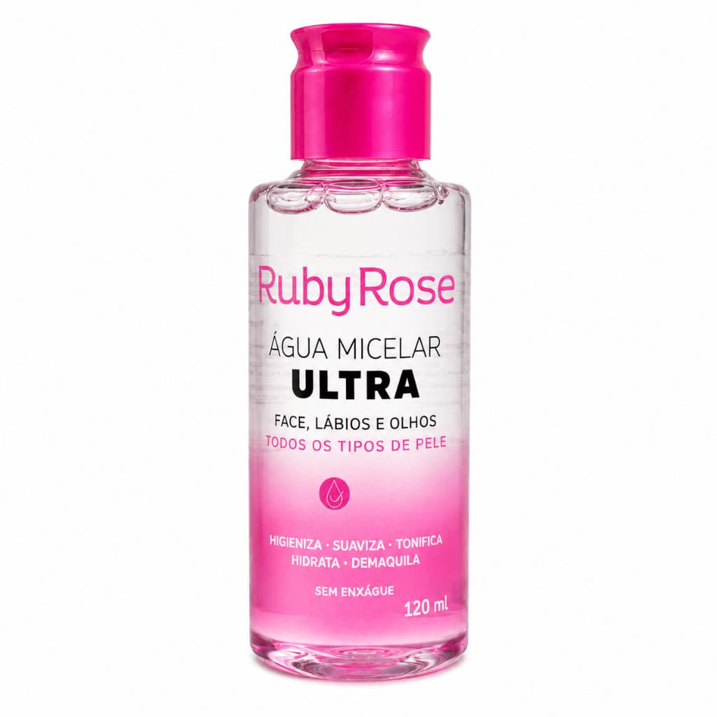 Água Micelar Ultra Face, Lábios e Olhos 120ml Ruby Rose
