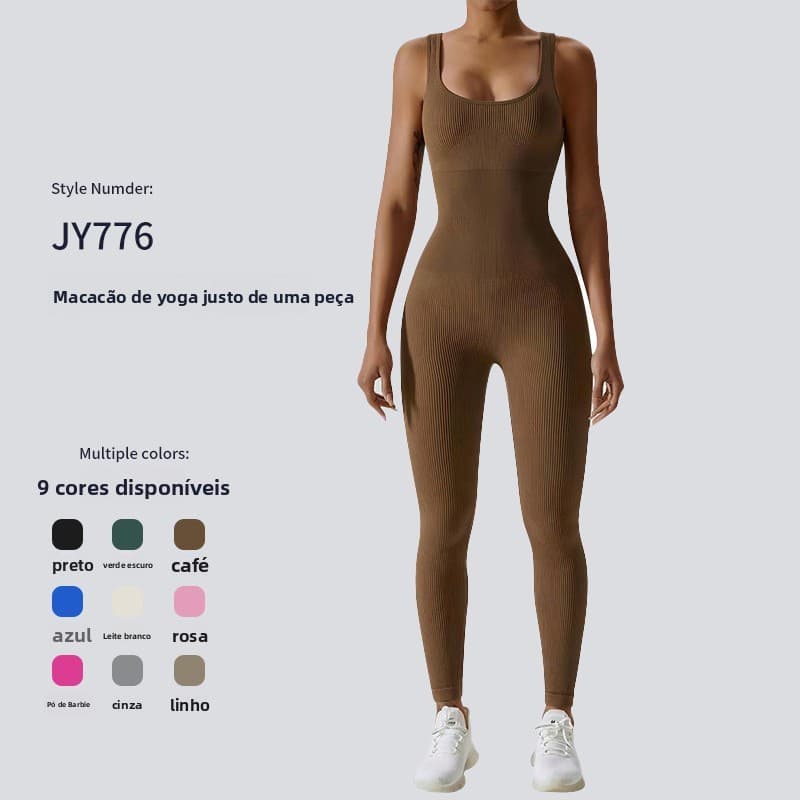 Macacão de yoga, macacão longo e ajustado, roupa de fitness