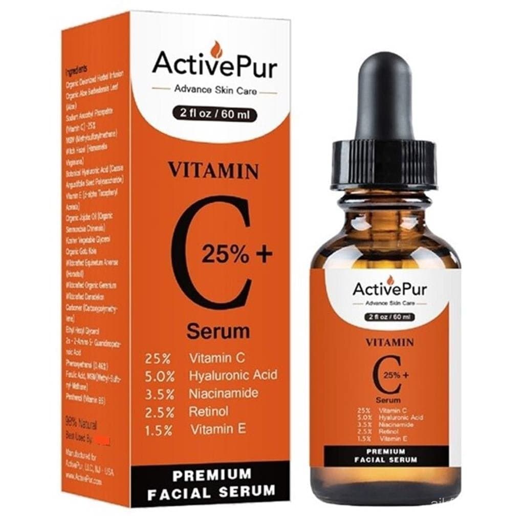 25% Melhor Sérum Facial de Vitamina C – 2 onças/60 mililitros | Soro de vitamina C contendo ácido hialurônico, vitamina