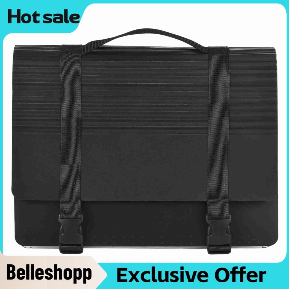 Belleshopp-br Organizador de pasta de arquivo Estojo expansível de acordeão com 24 bolsos com fivelas de metal e tiras
