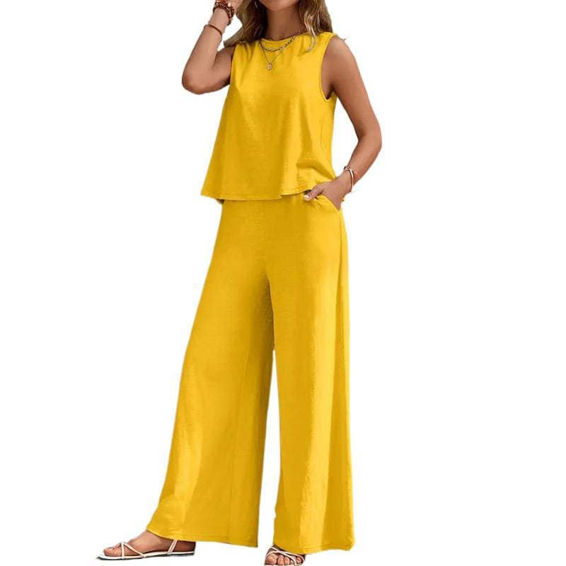 Europeu americano Cross-Border estilo de venda quente cor sólida elegante colete de duas peças em torno do pescoço e cal