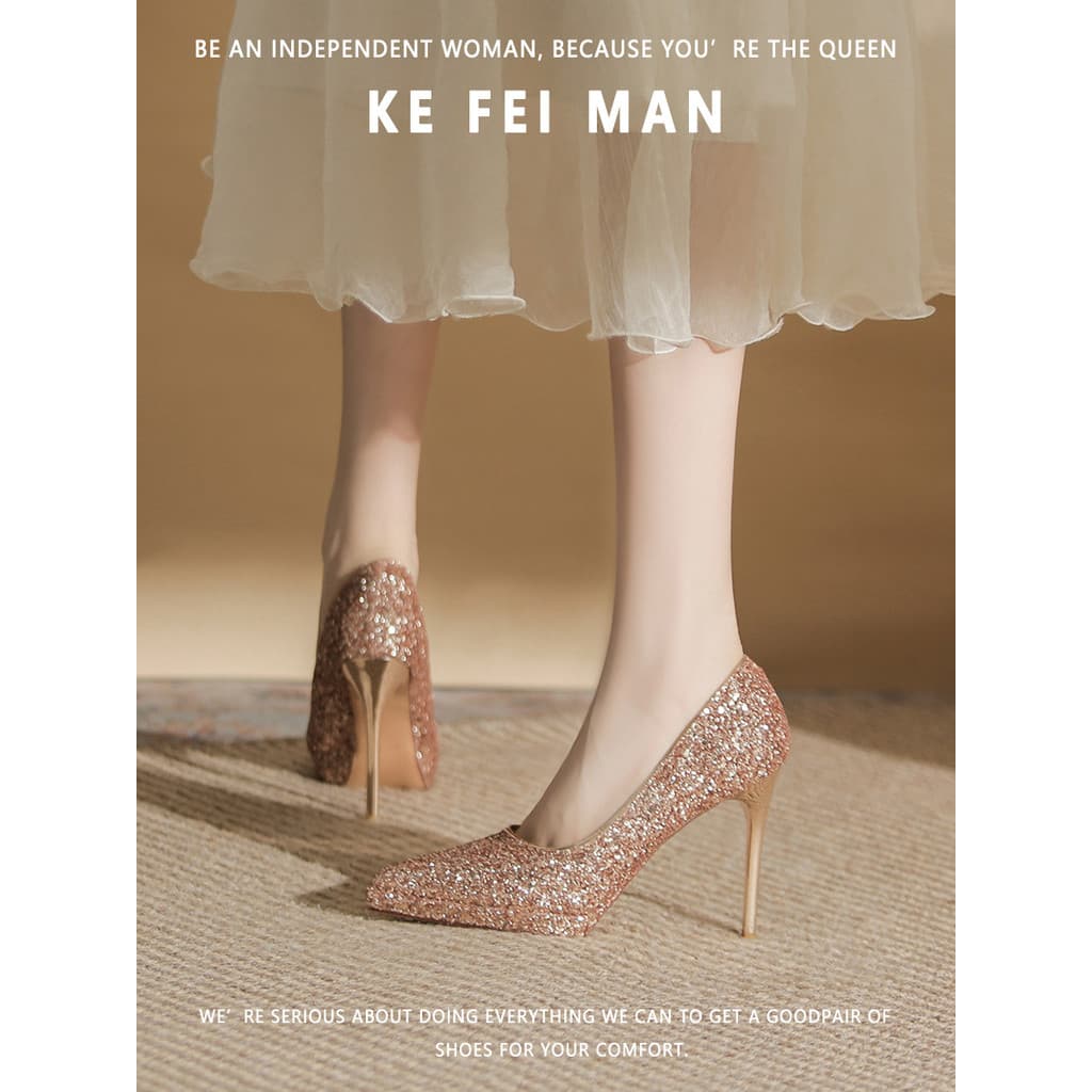 [Coffeyman] Plataforma impermeável de salto alto feminino lindo estilete pontiagudo salto Super alto cristal sapatos de