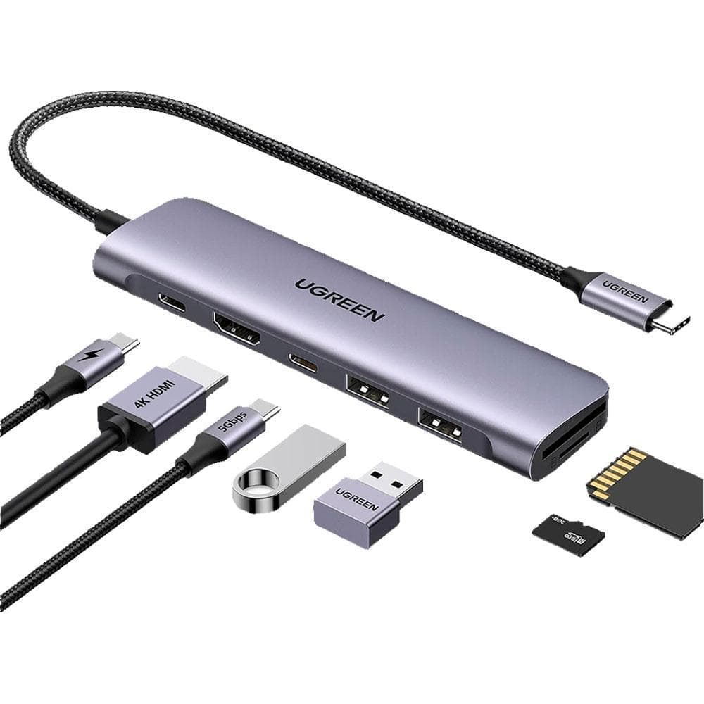 Hub Usb Ugreen Com 2p Usb-a/hdmi/usb-c/usb-c 100w/sd/tf - Cm195