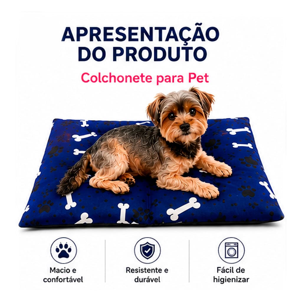 Cama Colchonete Pet Para Cachorro 70x50 Com Zíper  Lavavel