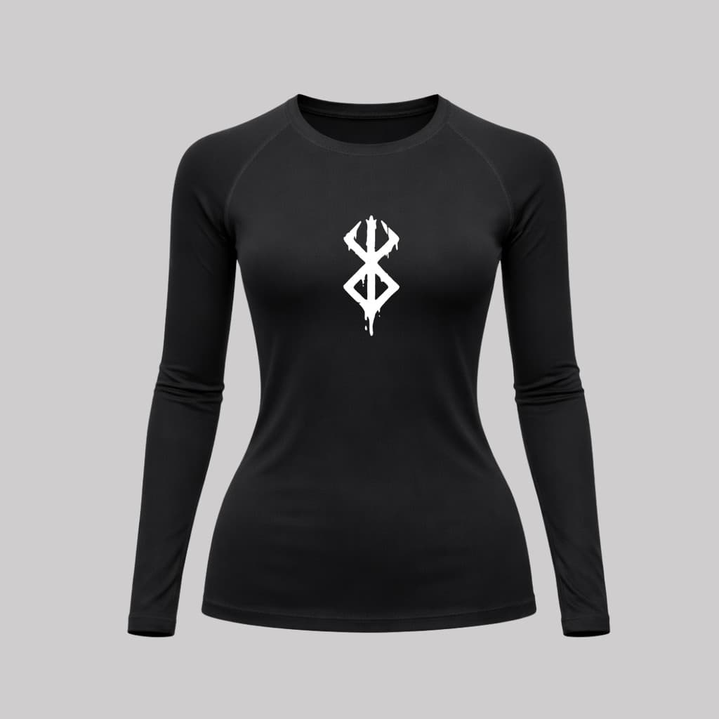 Camiseta Feminina Proteção Uv 50+ Segunda Pele Manga Longa Anime Berserk Rash Guard